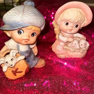 ✨vintage  Bisque Porcelain Girl & Boy Figurines